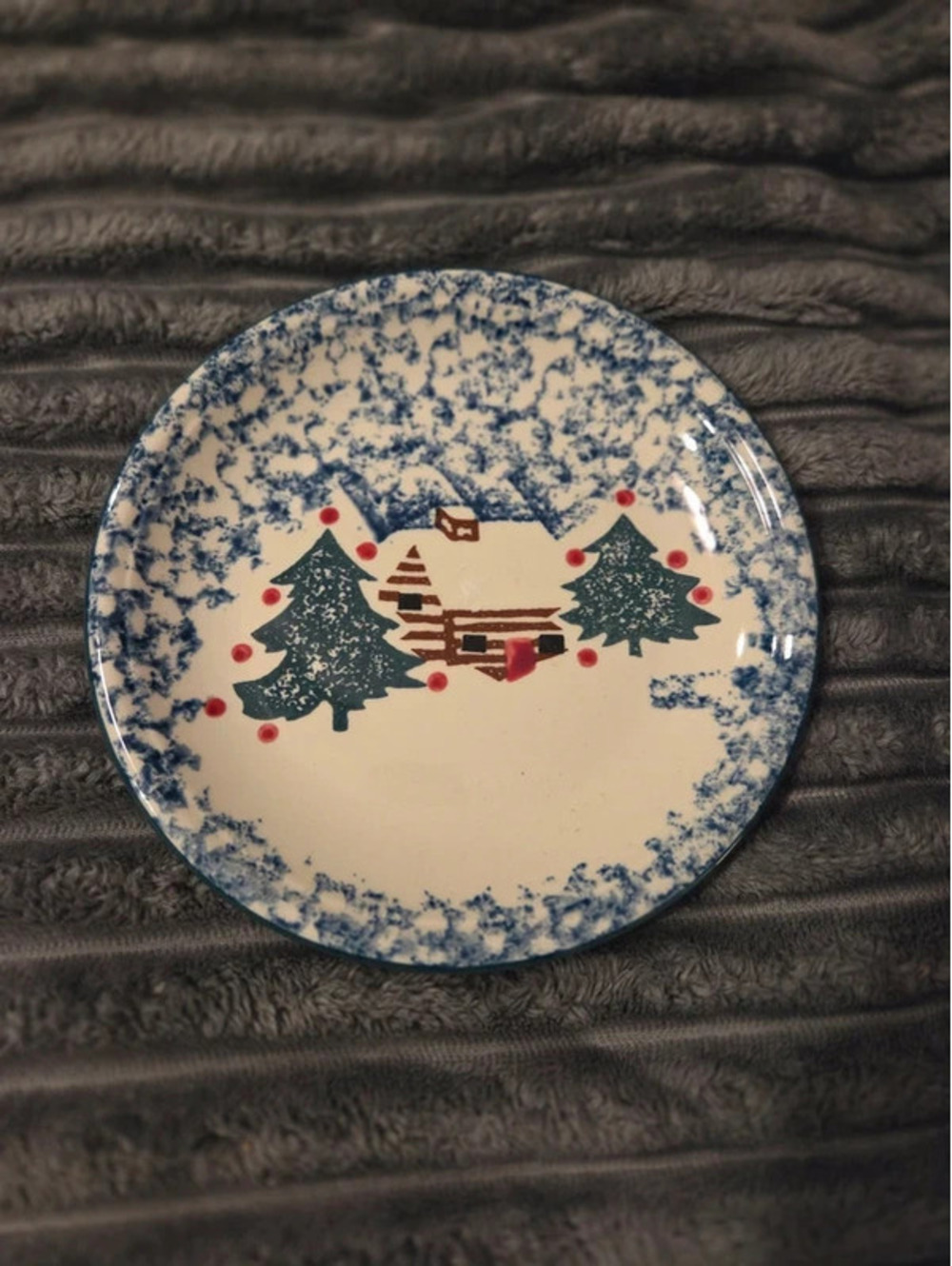 Vtg Christmas stoneware side plate